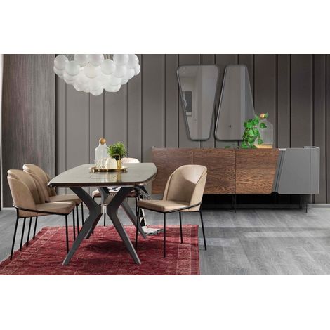 Comedor completo NAVONA con 4 sillas madera y gris