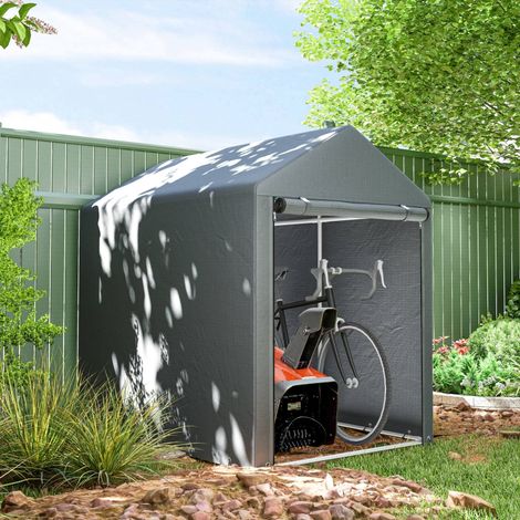 Abri extérieur robuste, tente de stockage imperméable avec structure en acier, 1,2x1,8x1,6m, gris foncé, pour jardin