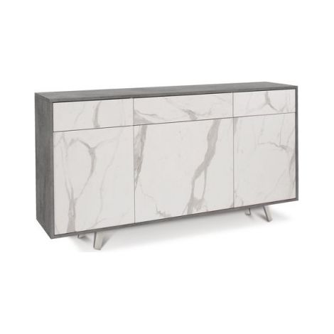 Sideboard mit drei Türen und drei Schubladen Marmor Zement 164x41x h92 cm