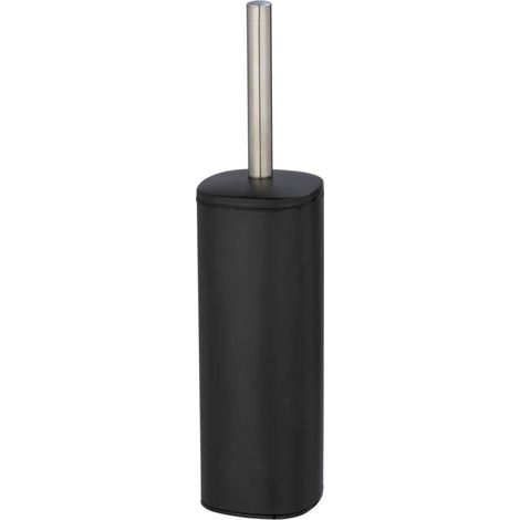 Brosse WC fermée Alassio, design fermé, brosse WC noire, Acier, 9,3x39,2x9,3 cm, Noir mat