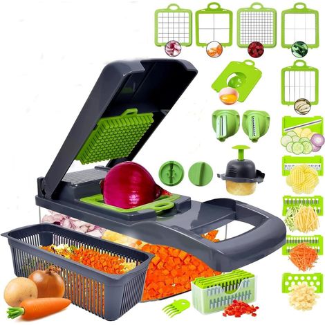 1 Coupe Legumes,22 En 1,Lames Acier Inoxydable,Mandoline Cuisine,Base Antiderapante,Cuisine Maison (1/5)