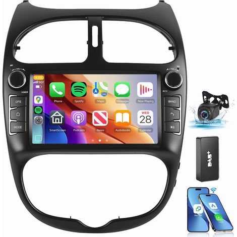 Pour PEUGEOT 206 206CC 206SW 2000-2008 Android 14 CarPlay Autoradio GPS WiFi 4+64G DAB CAM