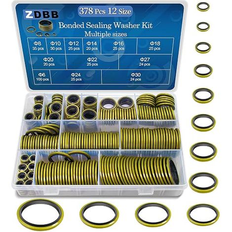 Rubber Seal Strip Washers Metal and Rubber for Automobiles M6 M8 M10 M12 M14 M16 M18 M20 M22 M24 M27 M30 (1/5)