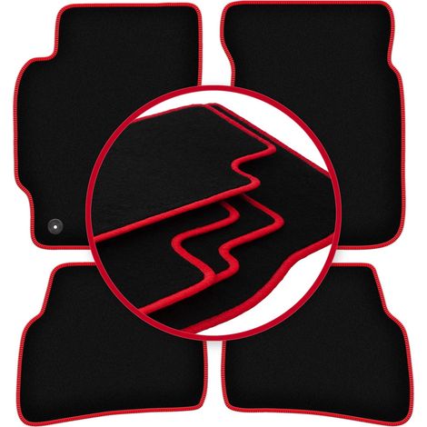 Tapis de sol en velours à bordure rouge pour : Mazda 626 V GF break, liftback, berline (1997-2002) (1/5)