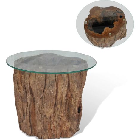 Table basse, Table d'appoint, Design Moderne,Table de Salon Teck Verre 50 x 40 cm XZZ35913681 (1/5)