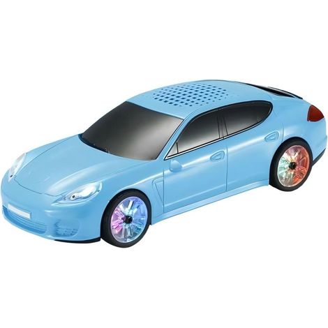 Enceinte Bluetooth pour voiture avec lumières disco LED - Puissance de 5 W - Compatible USB/carte TF/FM - Bleue