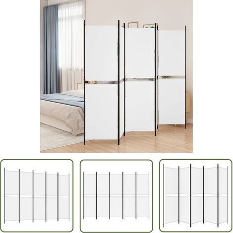 The Living Store Cloison de séparation 5 panneaux Blanc 250x180 cm Tissu (1/5)