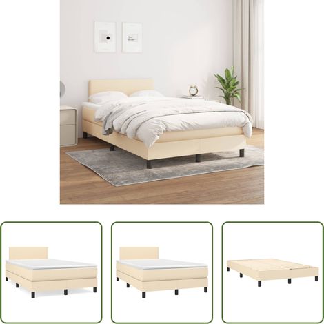 vidaXL Kopfteil - Boxspringbett mit Matratze Creme 120x200 cm Stoff (1/5)
