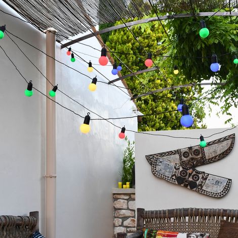 Guirlande guinguette LED multicolore 9m 15 ampoules connectable x6 (1/4)