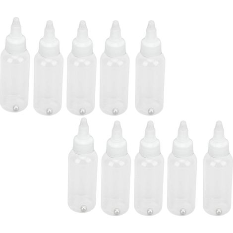 Bouteilles Distributrices de Pigments en Plastique de 60ml, 10 Pièces, avec Rouleau, Idéales pour le Stockage de l'huile Capillaire et des Solvants (1/4)