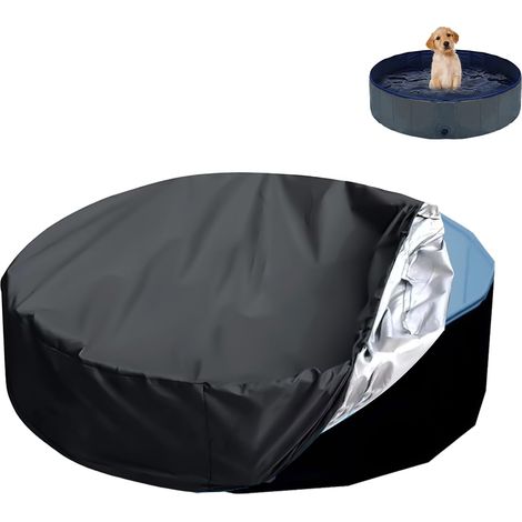 Couverture de Piscine pour Chien, Couverture de Piscine Ronde pour Chien 16090cm Conception à Cordon à l'eau et à la Poussière Couverture de Piscine pour Chien pour Baignoire pour Chien (Noir) (1/5)