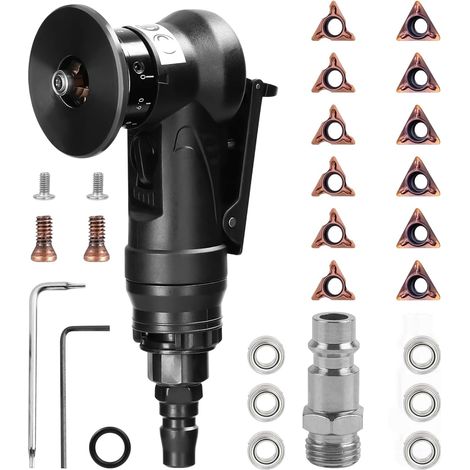 Mini-Druckluft-Fasenmaschine, handgeführtes Druckluft-Fasenwerkzeug, 30.000 U/min, 45°-Bogenwinkel mit 6,35 mm Lufteinlass zum Schneiden und Entgraten von Fasen (C- und R-Winkelklingen)