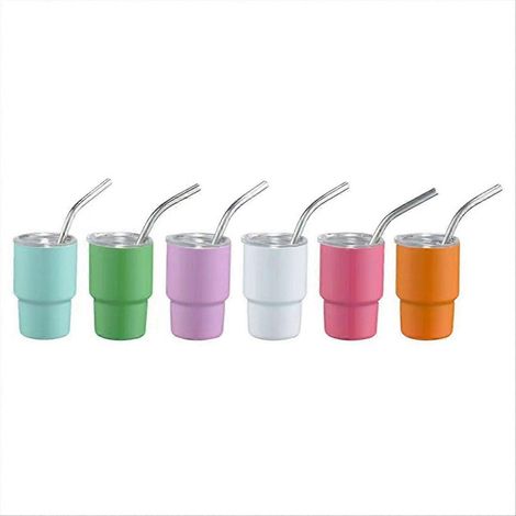 Mini-Glasbecher mit Strohhalm und Deckel (1/5)