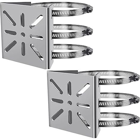 Lot de 2 supports verticaux universels pour caméra de surveillance avec 3 boucles réglables en acier inoxydable (1/5)