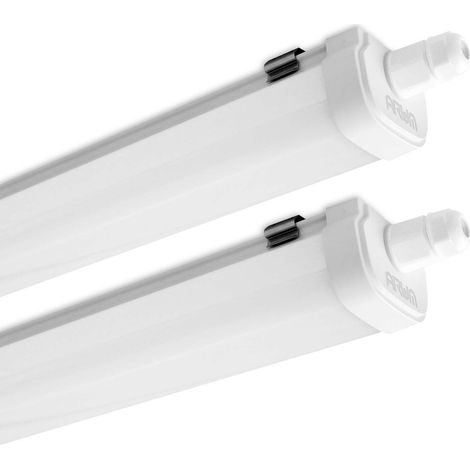 Arum Lighting – Lot de 2 réglettes LED étanches 120cm 40W – IP65 – 4500 Lumens – Température de couleur 4000K – Interconnectables pour garage et cave
