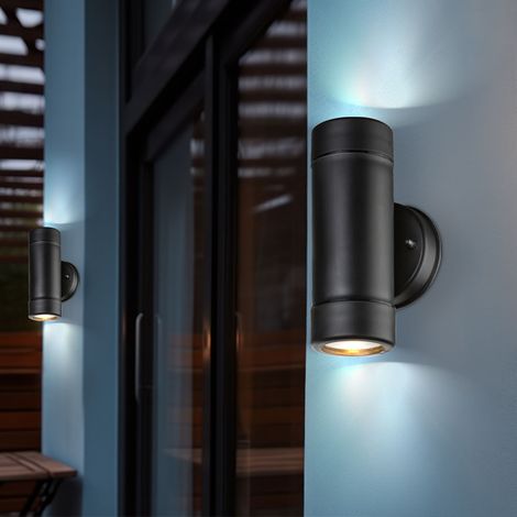 Lot de 2 appliques murales d'extérieur LED UP Down façades jardin terrasses luminaires d'éclairage IP 44 noir (1/5)
