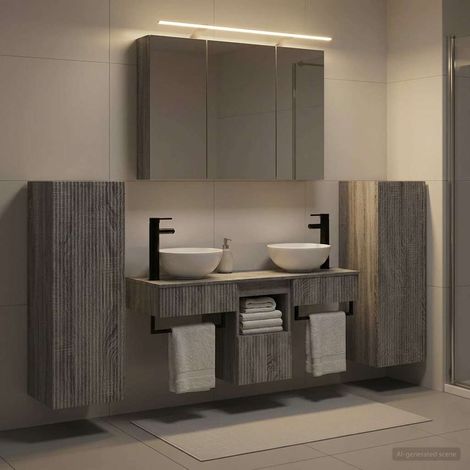 vidaXL Bathroom Furniture Set 6 pcs Grey Sonoma (1/5)