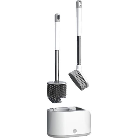 2-in-1-WC-Bürste mit belüftetem Halter, Silikonborsten für die WC-Reinigung (1/5)