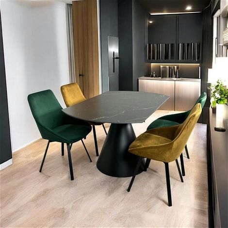 Table ronde extensible en céramique noire 135 cm OTTAWA (1/5)