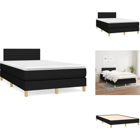 Sommier à lattes de lit avec matelas noir 120x190 cm tissu - Lit Double - Lit Tapissier - Literie - Chambre À Coucher - Matelas Ressorts Ensachés (1/5)