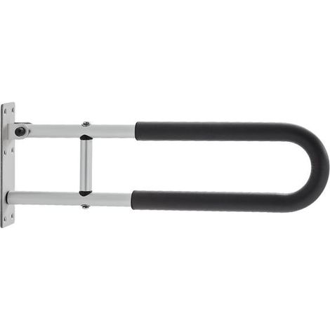 Aide à s'asseoir et se relever, barre d'appui WC 605 mm rabattable, pour seniors, PMR et femmes enceintes (1/5)
