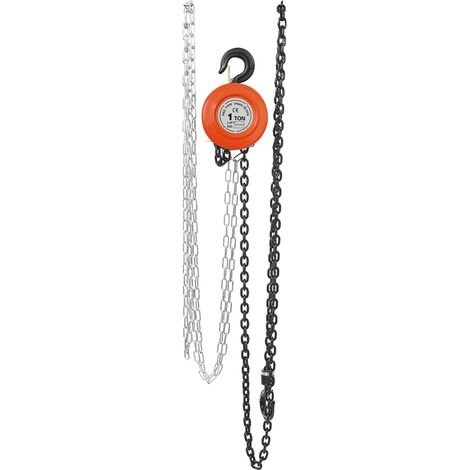 Palan à Chaîne Manuel 1000 kg, Hauteur de Levage 3,0 m, Orange, Double-Chaîne de Charge, Crochet de Levage avec Sécurité, Outil industriel pour atelier, chantier, entrepôt (1/5)
