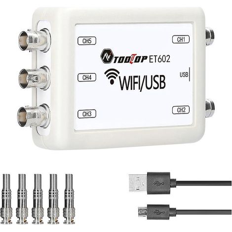 TOOLTOP Virtuelles Oszilloskop, 5-Kanal-Datenspeicher- und -aufzeichnungsgerät, 4 Messmodi, Switchab-ET601, USB-Mehrfarbig