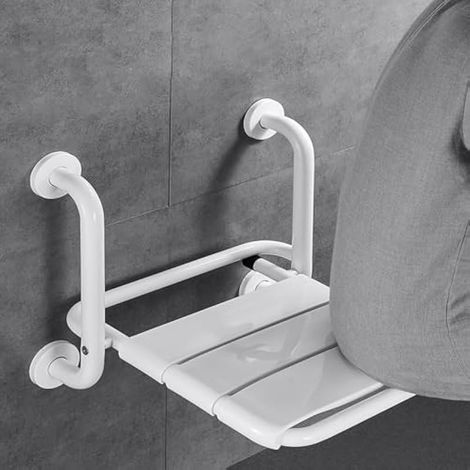 Siege de Douche Mural Rabattable, Siège de Salle de Bain de Sécurité Chaise de Douche Strapontin Mural Tabouret de Pliable pour Personnes agées Femme Enceintes Personnes Handicapées (1/5)