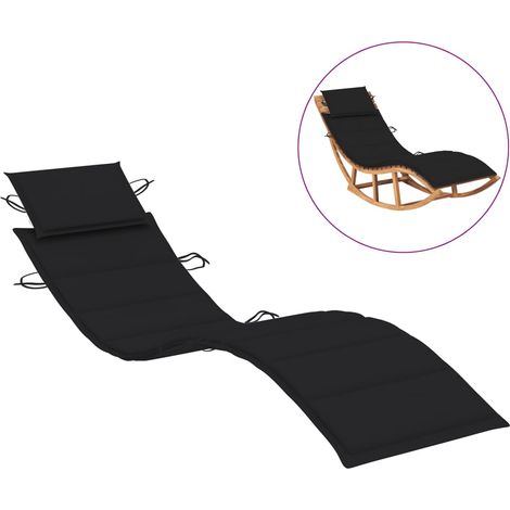 Coussin de chaise longue,coussin d'assise avec Grand Confort noir 186x58x3 cm tissu oxford -AD25001 (1/5)