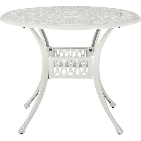 Tavolo Rotondo da Giardino Stile Vintage Alluminio Bianco sporco ø 90 cm Ancona (1/5)