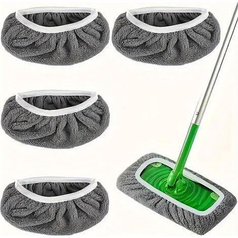4 lingettes de nettoyage – Lavables – Utilisation humide et sèche – Gris (1/4)