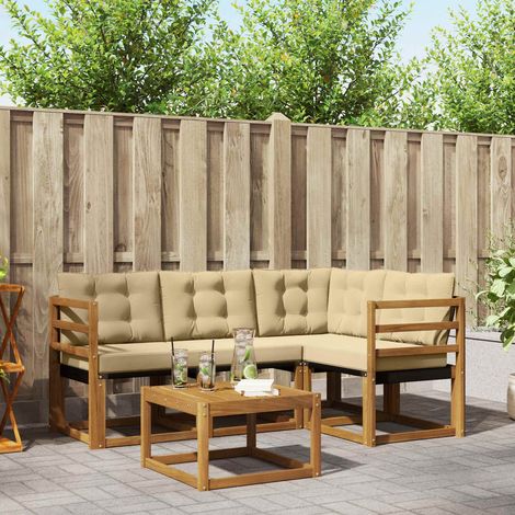 vidaXL Set di divani da esterno con cuscino 5 pcs Naturale e