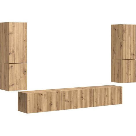 TV-Schrankset Wandmontiert 4 pcs Artisan-Eiche Holzwerkstoff vidaXL