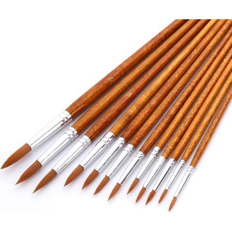 Ensemble de 12 Pinceaux en Bois pour Peinture Artistique, Aquarelle et Huile (1/4)