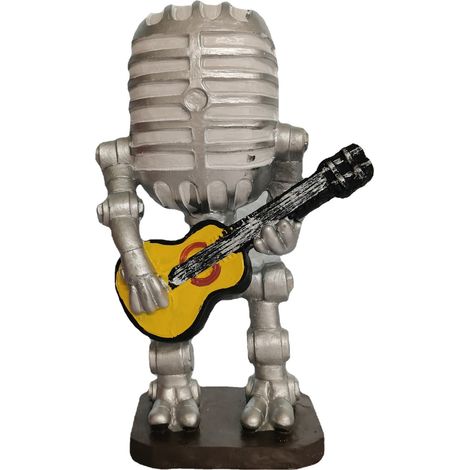 Lampe robot microphone style rétro tenant une guitare vintage, vintage (1/3)