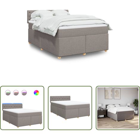 Matelas à ressorts ensachés - Sommier à lattes de lit avec matelas Taupe 140x200 cm Tissu (1/5)