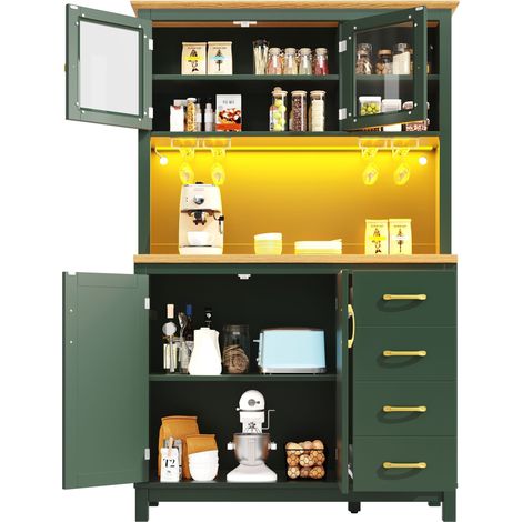 Credenza da Cucina con Cassetti, Ripiani Interni e LED con Controllo da App, in MDF, Verde, 105.5x40x180 cm (1/5)