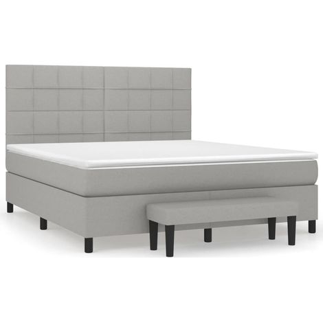 Maison Exclusive - Sommier à lattes de lit avec matelas Gris clair 180x200cm Tissu (1/5)