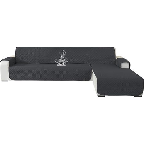 Housse De Canapé d'angle 2 Places, Housse De Canapé Angle Gauche/Droit Universel Réversible, Protege Canape Angle Impermeable, Couvre Canapé d'angle Antidérapante (210cm, Gris Foncé) (1/5)