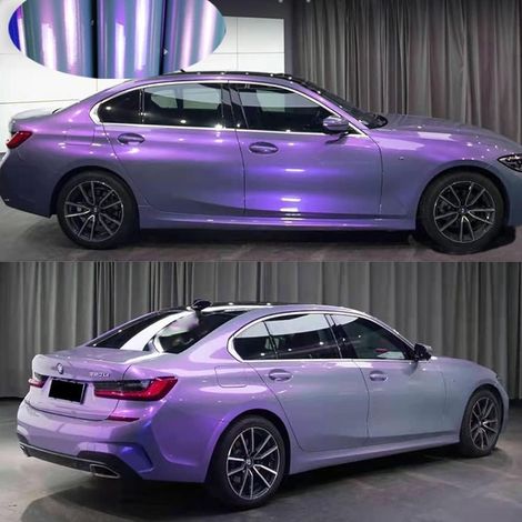 Roll of Adhesive for Car Vinyl Wrap Chameleon Glossy Grey Charm Purple Sticker Decals Film Air Release Sheet Decor Vehicle DIY