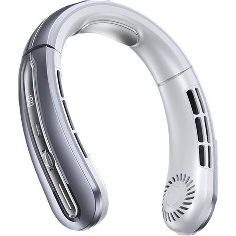 Ventilateur de Cou Portable Silencieux et Rafrachissant - Sans Pales Rechargeable USB pour Extérieur - Gris - (1/4)