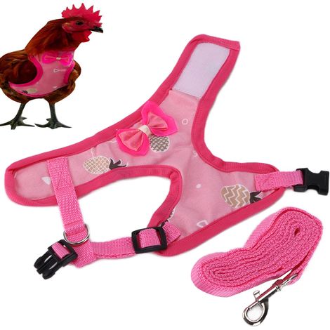 Cuerda de tracción para gallinas domésticas, con correa ajustable, color rosa. (1/5)