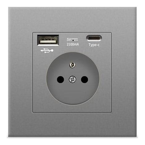 1 PCS Prise Murale USB + Type-C 5V 2.1A, Adaptateur Secteur UE AC 110-250V pour Smartphone et Tablette (1/5)
