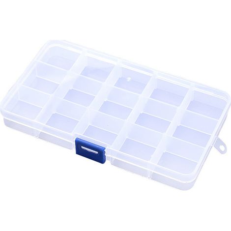 Boîte de rangement transparente à 10 compartiments, réglable, avec organiseur d'objets (10 grilles) (1/5)