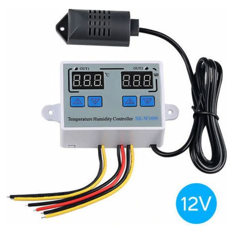 Thermostat et programmateur de température Contrôleur d'humidité de température numérique double Thermostat de réfrigérateur domestique Hygromètre thermomètre hygromètre XK-W1099 DC12V, DC12V (1/5)
