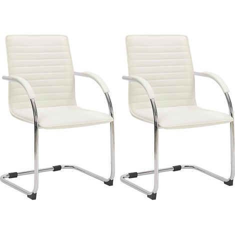 Set di 2 sedie visitatore Tira in similpelle crema