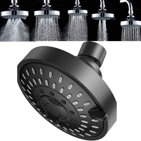 Pommeau de douche, pluie haute pression, facile à nettoyer, réglable, 5 niveaux pour votre pommeau de douche de salle de bain noir (1/5)