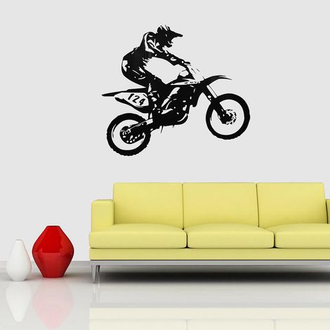 Déco murale autocollante PVC noir 1 pièce Course Automobile Vinyle Mural Salon Chambre Adhésif Amovible Sport (1/3)