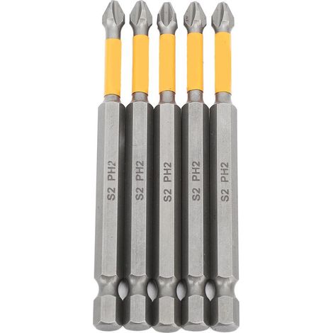 Jeu d'embouts de tournevis à percussion, 5 pièces, embouts de tournevis magnétiques croisés en acier allié S2, outils de quincaillerie professionnels (1/5)