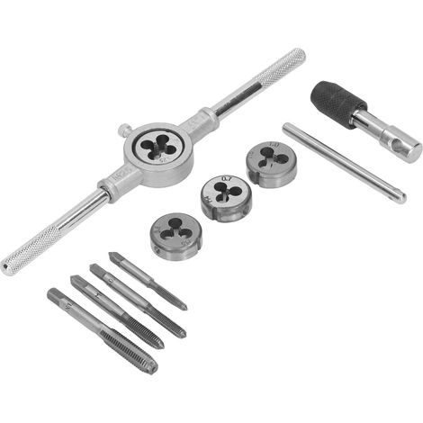 10-teiliges Gewindeschneidset aus Stahl, M4, M5, M6, M8, metrisches Gewindeschneidwerkzeug zum Erneuern, Erstellen und Reparieren von Gewinden (1/5)